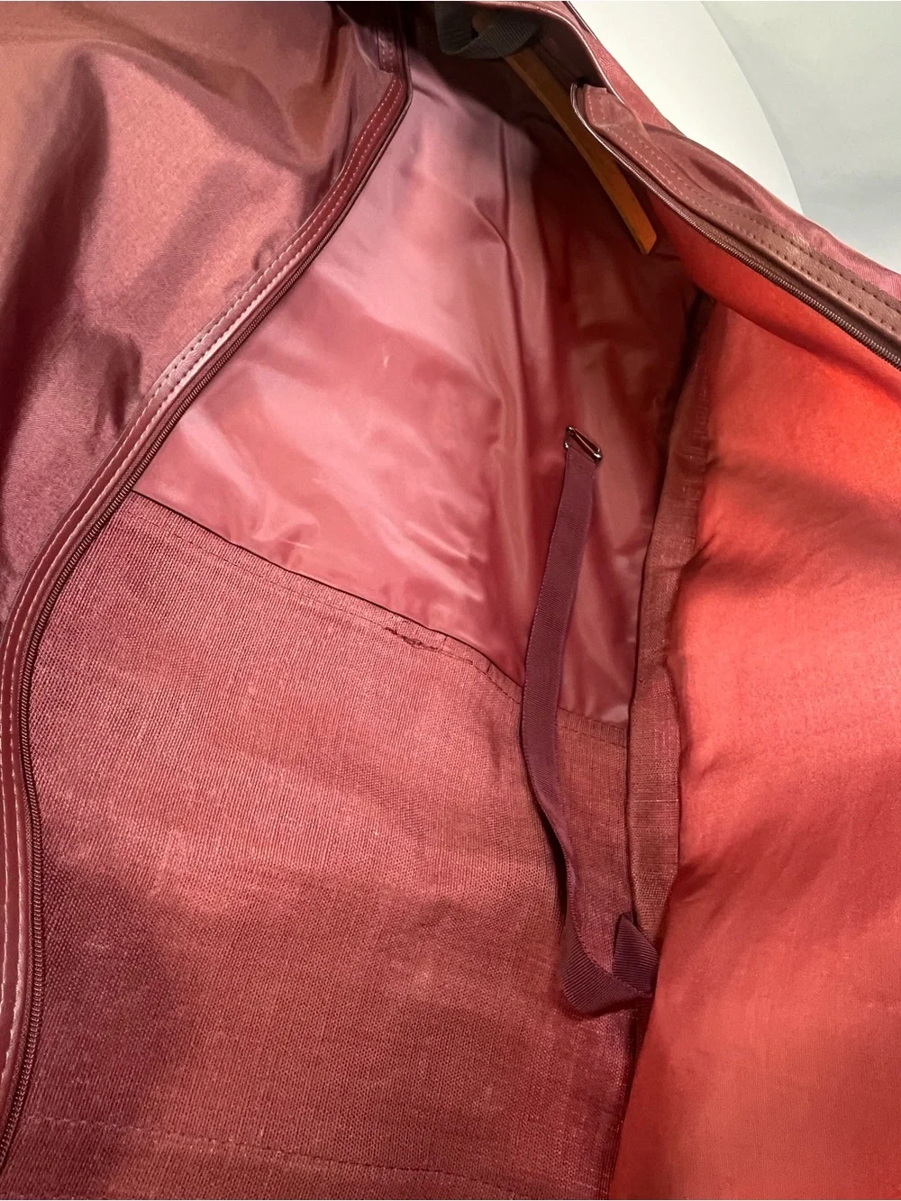 Oscar de la Renta Vintage Burgundy Canvas Tri-Fold Travel Luggage Garment Bag